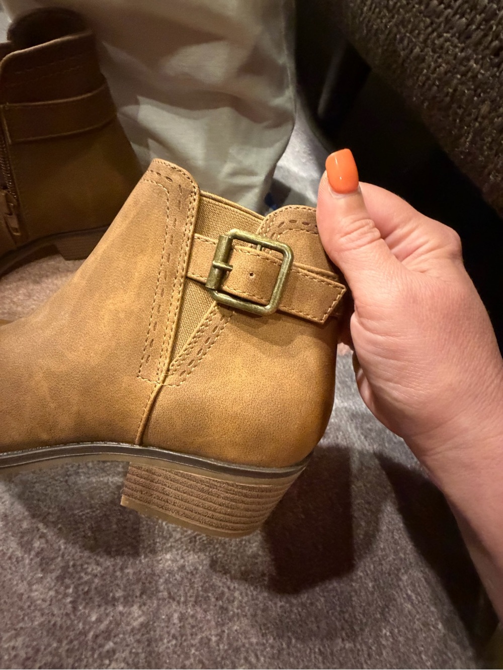 New! Market & Spruce Women’s Brown Ankle Booties with Buckle Detail - Picture 7 of 10